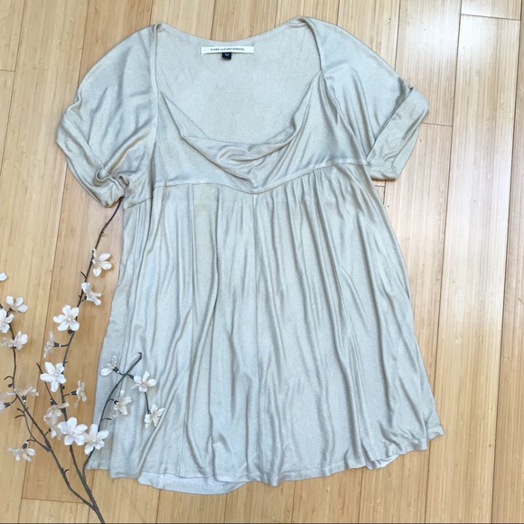 DVF metallic gold draping neck stretchy top, M. - Picture 1 of 6